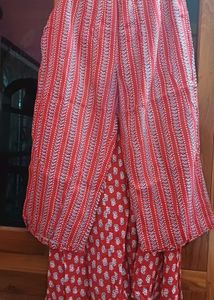 Red Printed Kurta Set