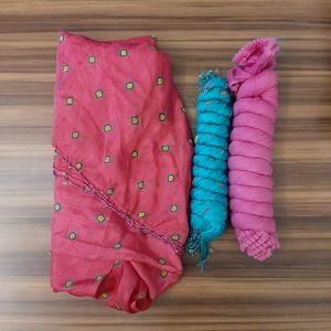 2 Bandhni And 1 Cotton Dupatta
