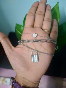 Layered Silver Tone Chain Necklace Set