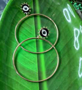 Evil eye Hoop Earrings With push back closure