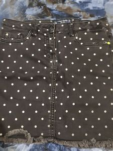 DBlack And White Polka Dot Skirt