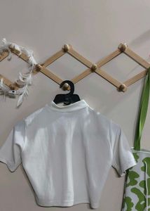 White High Neck Crop Top