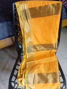 Yellow Cotton Silk Saree