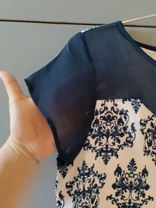109 F Navy Blue Sheer Shift Dress