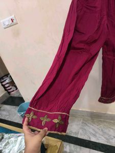 Maroon patiala with beads detailing
