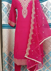Partwear Pink Dress Set With Heavy Dupatta