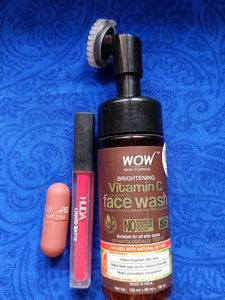 WOW Face Wash Vitamin C With 2lipstic