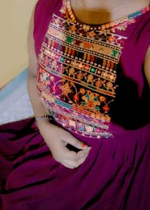 Wine Color Gown With Shrug