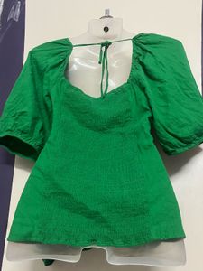 Bright Green AVA &amp; Viv Peasant Top with back Elast