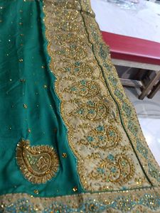 Emerald Green &amp; Gold Saree