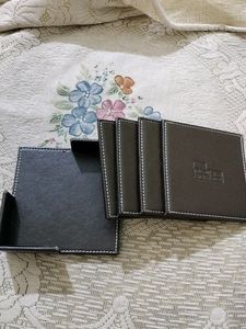 Set of 4 Leather Coasters/Cup Matte