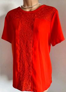 Branded Coral Lace Detail Blouse
