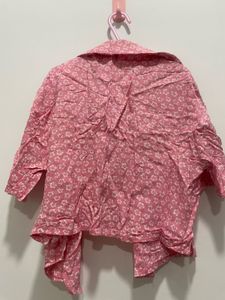 Pink Floral Cropped Shirt
