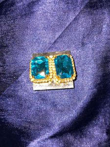 Vintage Blue Gem Earrings