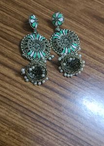 Green Jhumka Earrings
