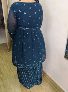Teal Embellished Gharara Suit