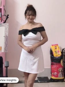 🎀White Dress with Black Bow
