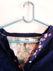 Navy Blue Floral Printed Top