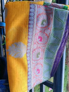 Yellow Banarsi Cotton Saree