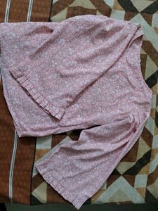 Pink Top For Girls With Flair Wide Pattern Sleeves