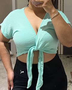 Mint Ribbed Crop Top