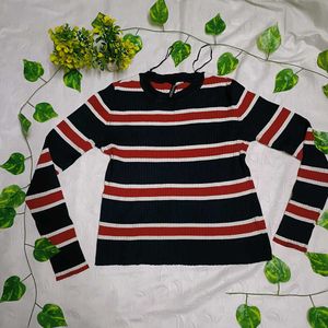 H&amp;M Striped Mock Neck Sweater