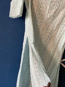 Blue Embroidered Kurti with Jeans