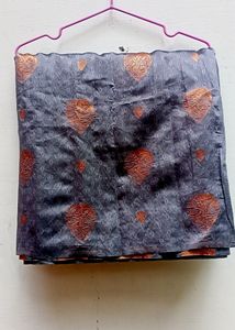 Grey And Copper Fancy Silk Saree