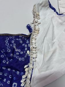 Blue Bandhani Crop Top &amp; Bottoms
