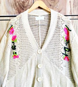 Floral Embroidered Cardigan size-48