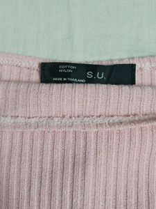 Pink Ribbed Dolman Top