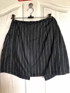 Grey Striped Jacket And Skirt