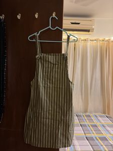 Striped Olive Green Pinafore Dress ( Never used )