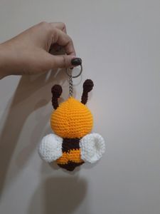 Crochet honeybee keychain