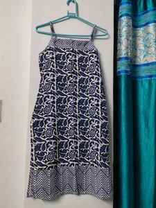 Blue &amp; White Printed Dress