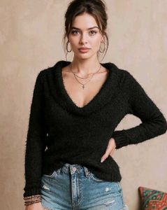 Cozy Black Cowl Neck Sweater