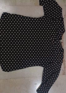 Black Beautiful Top With White Print