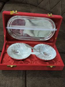 Vintage Silver Plated Bowl &amp; Tray Set