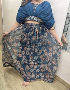 Designer Indo Western Skirt With Cannes & Top