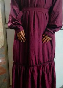 Maroon Frill Abaya (NO DUPPATTA)