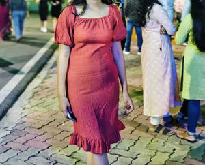 Red Puff Sleeve Mini Dress