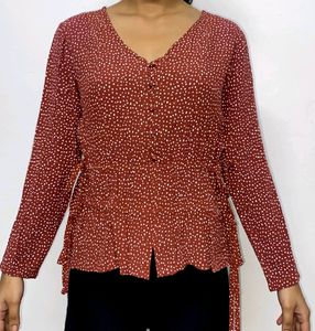 Polkadot Red And White Top
