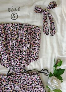 Floral Corset Top &amp; A-Line Skirt Set