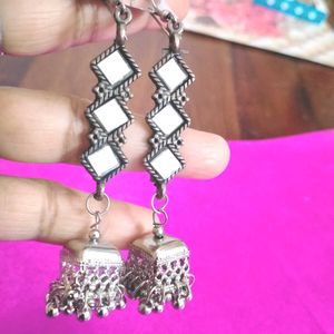 Beautiful Silver Mirror Drop Earrings
