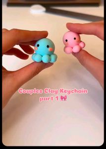 Clay Octopus Couple Keychains