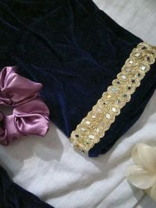 Elegant Velvet Kurta Set 💙 Handmade