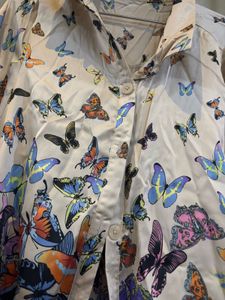Butterfly Print Button-Down Shirt