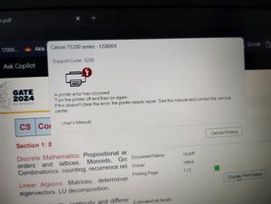 Canon Ts 207 Error In Printer Which Show