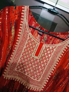 Red Embroidered Kurta