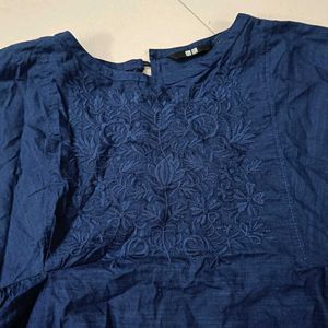 Blue Embroidered Top